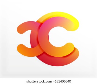 Circle geometric abstract background, colorful business or technology design for web. Paper round shapes - rings, geometric 3d style texture, banner