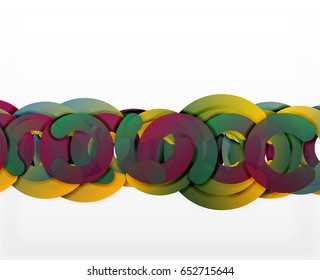 Circle geometric abstract background, colorful business or technology design for web. Paper round shapes - rings, geometric 3d style texture, banner