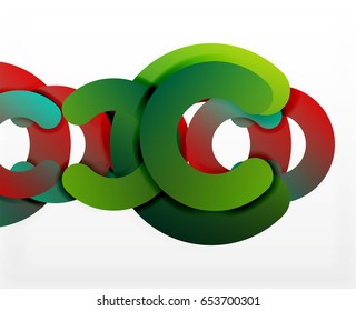 Circle geometric abstract background, colorful business or technology design for web. Paper round shapes - rings, geometric 3d style texture, banner