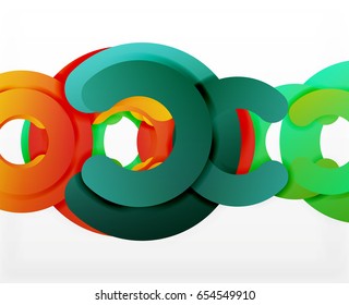 Circle geometrische abstrakte Hintergrund, bunter Business oder Technologie Design für Web. Rundformen aus Papier - Ringe, geometrische 3D-Struktur, Banner