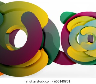 Antecedentes abstractos geométricos en círculo, negocios coloridos o diseño tecnológico para la web. Formas redondeadas de papel - anillos, textura geométrica de estilo 3d, pancarta