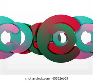 Antecedentes abstractos geométricos en círculo, negocios coloridos o diseño tecnológico para la web. Formas redondeadas de papel - anillos, textura geométrica de estilo 3d, pancarta