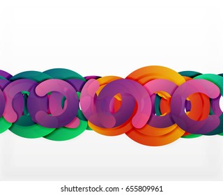 Circle geometric abstract background, colorful business or technology design for web. Paper round shapes - rings, geometric 3d style texture, banner