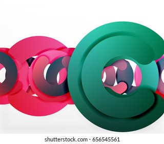 Circle geometrische abstrakte Hintergrund, bunter Business oder Technologie Design für Web. Rundformen aus Papier - Ringe, geometrische 3D-Struktur, Banner
