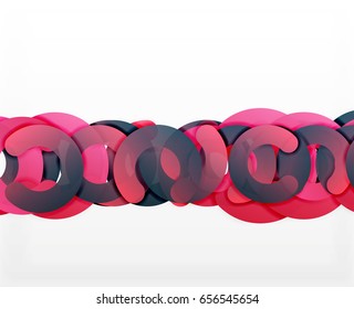 Circle geometric abstract background, colorful business or technology design for web. Paper round shapes - rings, geometric 3d style texture, banner