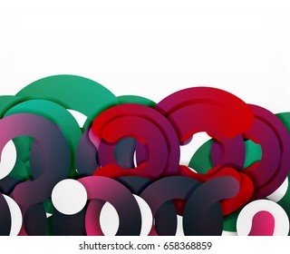Circle geometric abstract background, colorful business or technology design for web. Paper round shapes - rings, geometric 3d style texture, banner