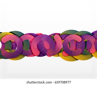 Circle geometric abstract background, colorful business or technology design for web. Paper round shapes - rings, geometric 3d style texture, banner
