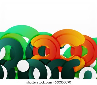 Circle geometric abstract background, colorful business or technology design for web. Paper round shapes - rings, geometric 3d style texture, banner