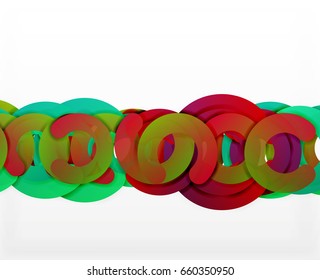 Circle geometrische abstrakte Hintergrund, bunter Business oder Technologie Design für Web. Rundformen aus Papier - Ringe, geometrische 3D-Struktur, Banner
