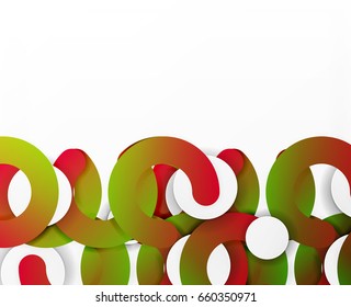 Circle geometric abstract background, colorful business or technology design for web. Paper round shapes - rings, geometric 3d style texture, banner