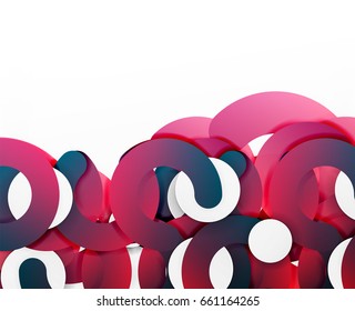 Circle geometric abstract background, colorful business or technology design for web. Paper round shapes - rings, geometric 3d style texture, banner