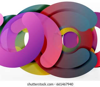 Antecedentes abstractos geométricos en círculo, negocios coloridos o diseño tecnológico para la web. Formas redondeadas de papel - anillos, textura geométrica de estilo 3d, pancarta