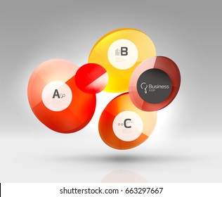 Circle geometric abstract background, colorful business or technology design for web on white with sample text