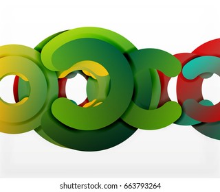 Circle geometric abstract background, colorful business or technology design for web. Paper round shapes - rings, geometric 3d style texture, banner