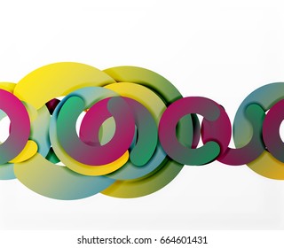 Antecedentes abstractos geométricos en círculo, negocios coloridos o diseño tecnológico para la web. Formas redondeadas de papel - anillos, textura geométrica de estilo 3d, pancarta