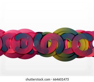 Circle geometric abstract background, colorful business or technology design for web. Paper round shapes - rings, geometric 3d style texture, banner