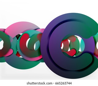 Circle geometrische abstrakte Hintergrund, bunter Business oder Technologie Design für Web. Rundformen aus Papier - Ringe, geometrische 3D-Struktur, Banner