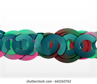 Circle geometric abstract background, colorful business or technology design for web. Paper round shapes - rings, geometric 3d style texture, banner