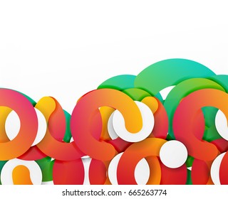 Circle geometric abstract background, colorful business or technology design for web. Paper round shapes - rings, geometric 3d style texture, banner