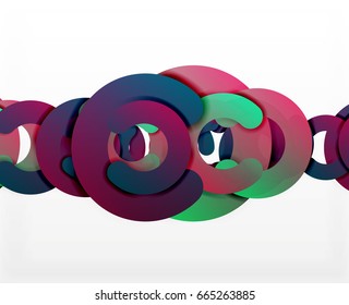Circle geometrische abstrakte Hintergrund, bunter Business oder Technologie Design für Web. Rundformen aus Papier - Ringe, geometrische 3D-Struktur, Banner