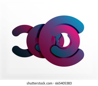 Circle geometric abstract background, colorful business or technology design for web. Paper round shapes - rings, geometric 3d style texture, banner