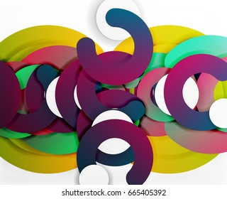 Antecedentes abstractos geométricos en círculo, negocios coloridos o diseño tecnológico para la web. Formas redondeadas de papel - anillos, textura geométrica de estilo 3d, pancarta