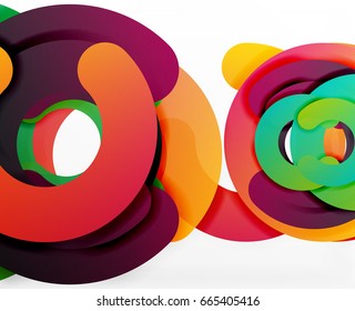 Antecedentes abstractos geométricos en círculo, negocios coloridos o diseño tecnológico para la web. Formas redondeadas de papel - anillos, textura geométrica de estilo 3d, pancarta