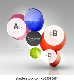Circle geometric abstract background, colorful business or technology design for web on white with sample text