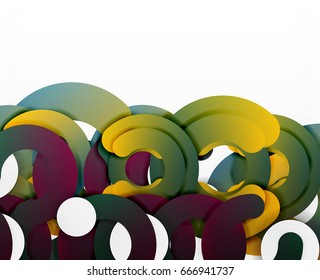 Circle geometric abstract background, colorful business or technology design for web. Paper round shapes - rings, geometric 3d style texture, banner