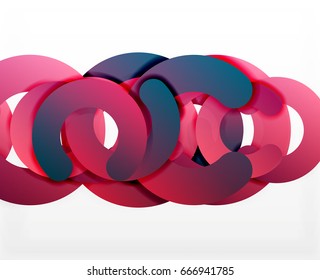 Antecedentes abstractos geométricos en círculo, negocios coloridos o diseño tecnológico para la web. Formas redondeadas de papel - anillos, textura geométrica de estilo 3d, pancarta