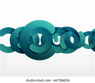 Circle geometric abstract background, colorful business or technology design for web. Paper round shapes - rings, geometric 3d style texture, banner