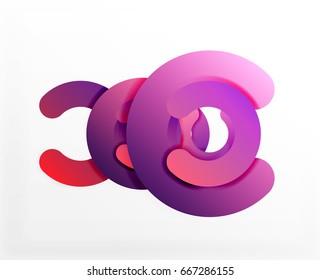 Circle geometric abstract background, colorful business or technology design for web. Paper round shapes - rings, geometric 3d style texture, banner