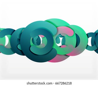 Circle geometrische abstrakte Hintergrund, bunter Business oder Technologie Design für Web. Rundformen aus Papier - Ringe, geometrische 3D-Struktur, Banner