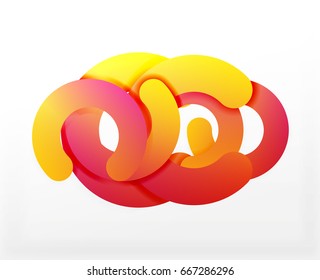 Circle geometric abstract background, colorful business or technology design for web. Paper round shapes - rings, geometric 3d style texture, banner