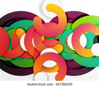 Circle geometrische abstrakte Hintergrund, bunter Business oder Technologie Design für Web. Rundformen aus Papier - Ringe, geometrische 3D-Struktur, Banner