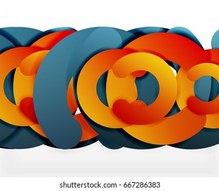 Antecedentes abstractos geométricos en círculo, negocios coloridos o diseño tecnológico para la web. Formas redondeadas de papel - anillos, textura geométrica de estilo 3d, pancarta