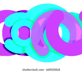 Circle geometric abstract background, colorful business or technology design for web. Paper round shapes - rings, geometric 3d style texture, banner