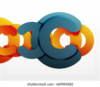 Circle geometric abstract background, colorful business or technology design for web. Paper round shapes - rings, geometric 3d style texture, banner