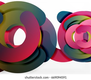 Antecedentes abstractos geométricos en círculo, negocios coloridos o diseño tecnológico para la web. Formas redondeadas de papel - anillos, textura geométrica de estilo 3d, pancarta
