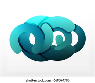 Circle geometric abstract background, colorful business or technology design for web. Paper round shapes - rings, geometric 3d style texture, banner