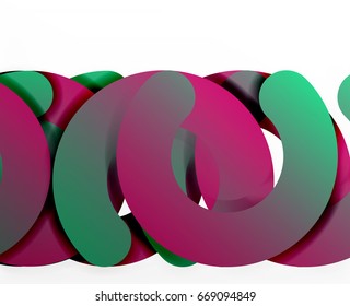 Circle geometric abstract background, colorful business or technology design for web. Paper round shapes - rings, geometric 3d style texture, banner