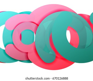 Círculo geométrico abstrato fundo, colorido negócio ou design de tecnologia para web. Formas redondas de papel - anéis, textura geométrica 3d estilo, banner