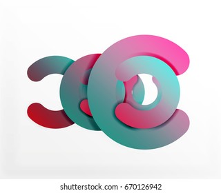 Círculo geométrico abstrato fundo, colorido negócio ou design de tecnologia para web. Formas redondas de papel - anéis, textura geométrica 3d estilo, banner