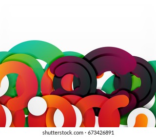 Circle geometric abstract background, colorful business or technology design for web. Paper round shapes - rings, geometric 3d style texture, banner