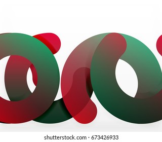 Circle geometric abstract background, colorful business or technology design for web. Paper round shapes - rings, geometric 3d style texture, banner