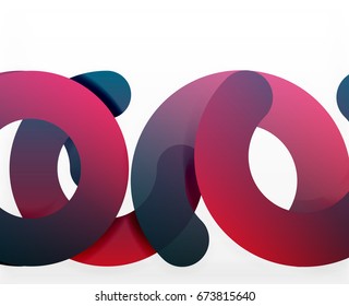 Circle geometric abstract background, colorful business or technology design for web. Paper round shapes - rings, geometric 3d style texture, banner