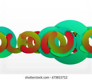 Circle geometric abstract background, colorful business or technology design for web. Paper round shapes - rings, geometric 3d style texture, banner