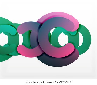 Antecedentes abstractos geométricos en círculo, negocios coloridos o diseño tecnológico para la web. Formas redondeadas de papel - anillos, textura geométrica de estilo 3d, pancarta