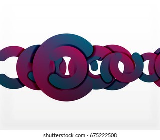 Circle geometric abstract background, colorful business or technology design for web. Paper round shapes - rings, geometric 3d style texture, banner