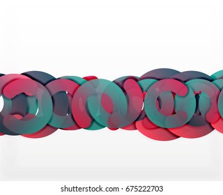 Circle geometric abstract background, colorful business or technology design for web. Paper round shapes - rings, geometric 3d style texture, banner